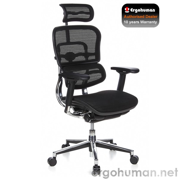 Ergohuman Elite Black Mesh Office Chair with Leg Rest